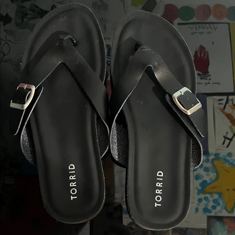 Torrid Black Sandals with Silver Accents